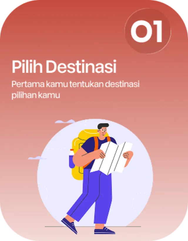 Langkah 1, Pilih Destinasi. Pertama kamu tentukan destinasi pilihan kamu